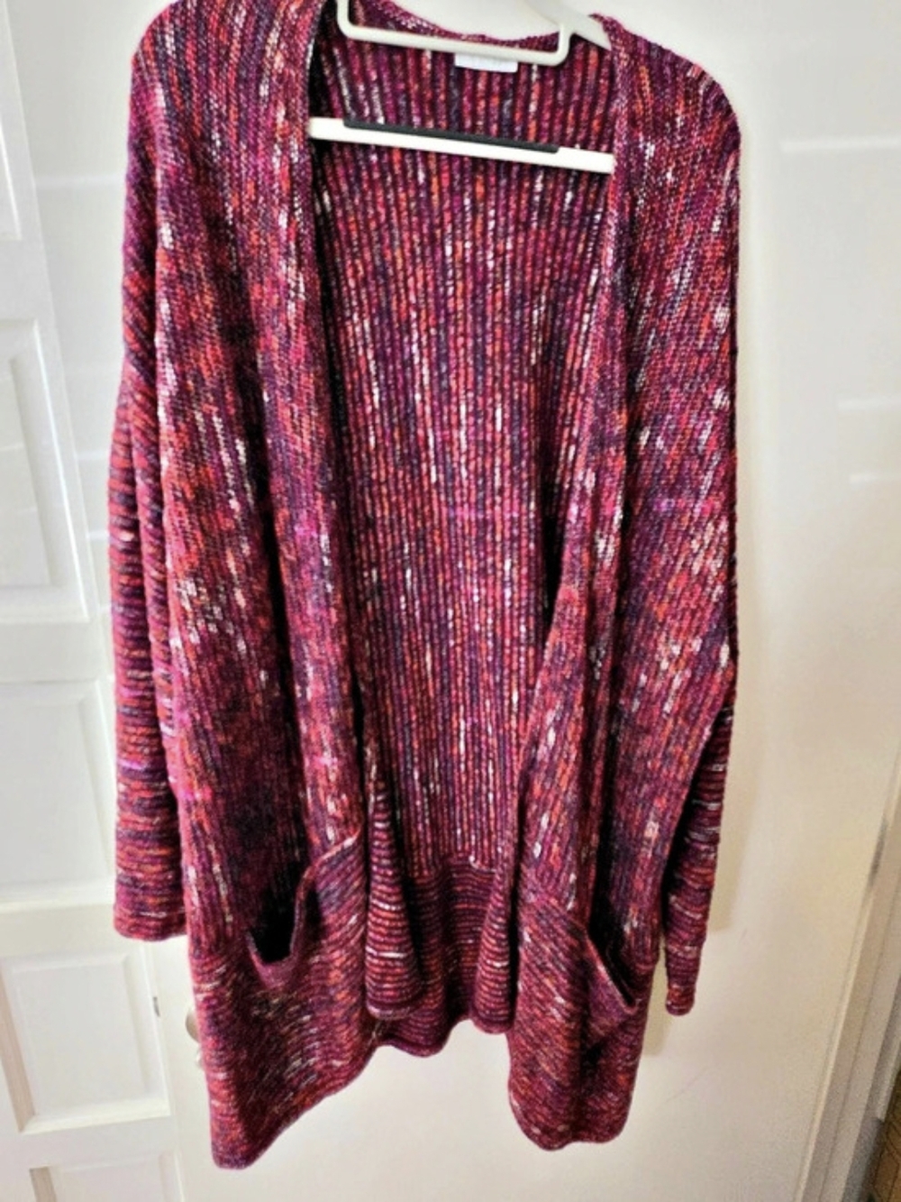 J.Jill Marled Open Front Cardigan in Purple & Red Like New
